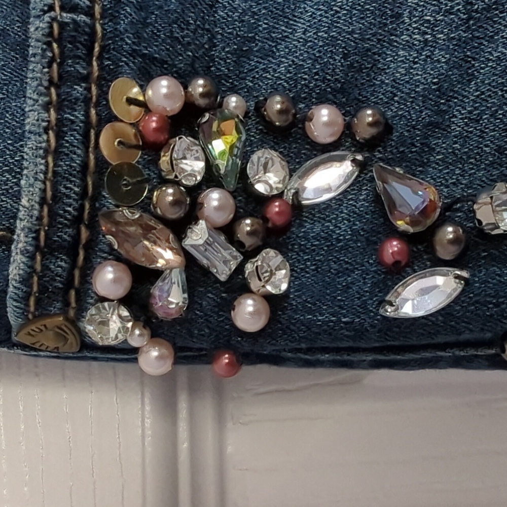 Kut From The Kloth Catherine Ankle Straight Leg Denim Jeans w/Gems Sz 6 - Picture 2 of 12
